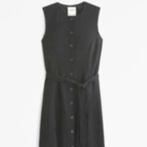 Linen blend midi dress